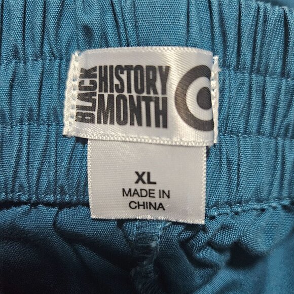 Black History Month Pants Womens Size XL Teal Tapered Elastic Waist Pull On - Picture 4 of 5